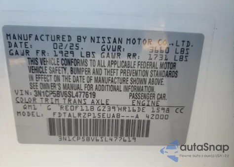 2025 Nissan Kicks Play S from USA, damaged, VIN 3N1CP5BV6SL477619